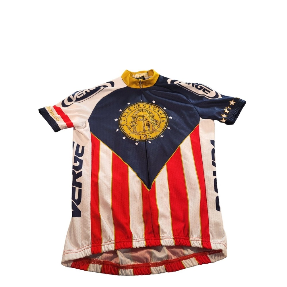 Verge Cycling Shirt Men Sz S‎ State Of Georgia American Flag Casual Sportswear